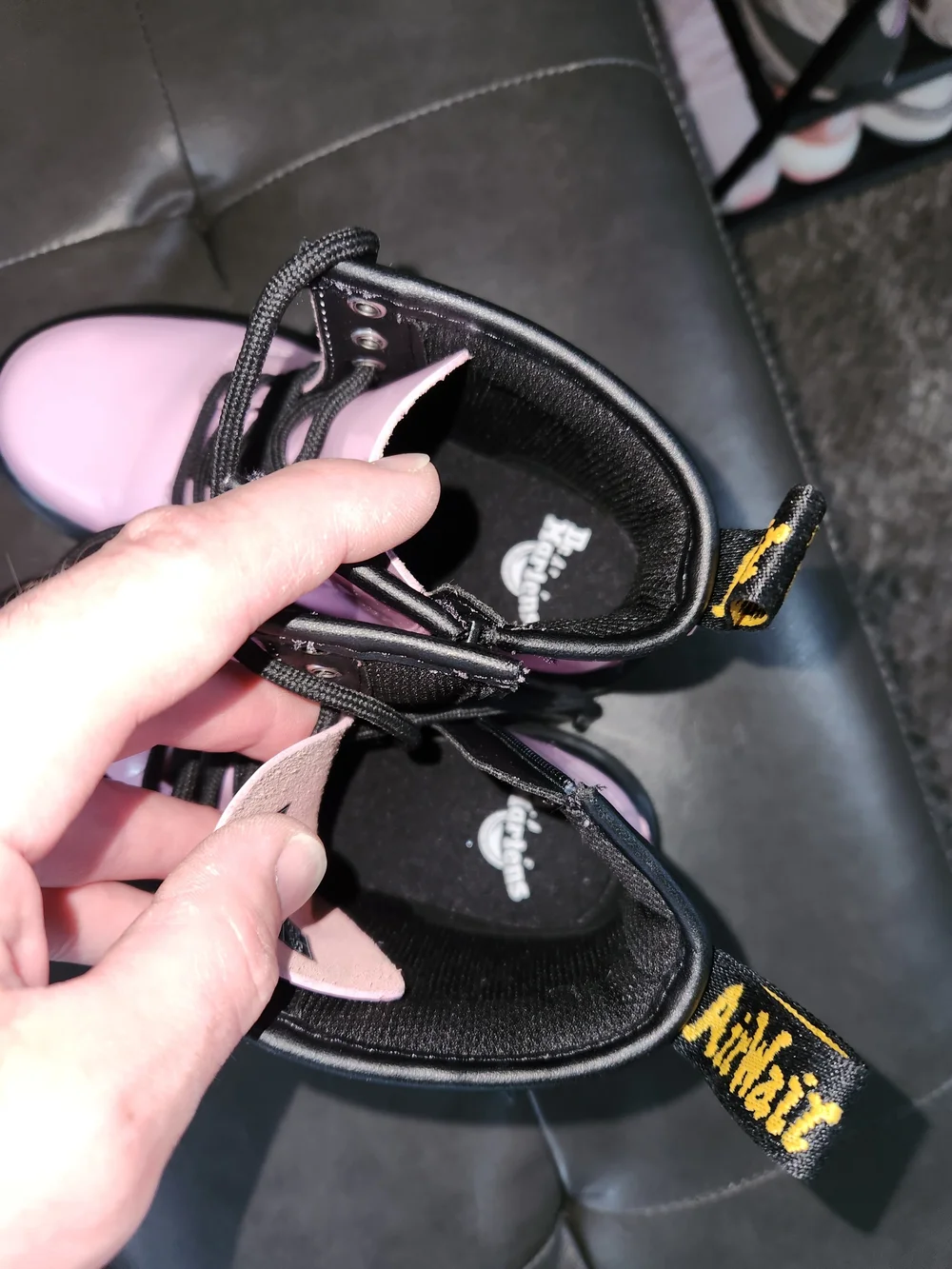 Dr. Martens Pink Patent Lace-Up Kids Boots Size 1 Youth